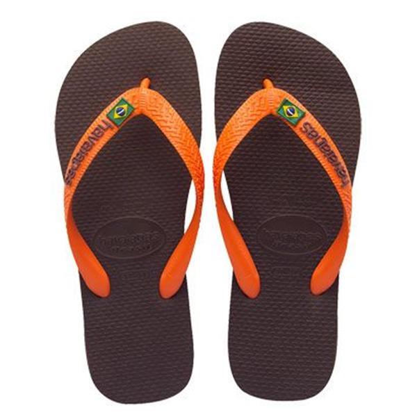 Grote foto havaianas slippers brasil logo 45 46 bruin oranje kleding dames schoenen
