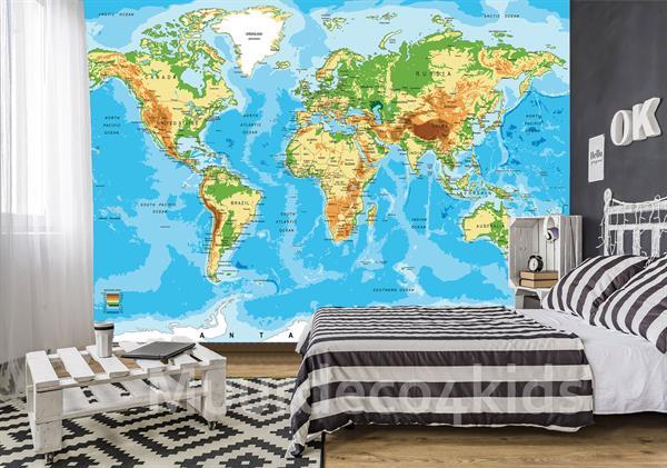 Grote foto wereldkaart fotobehang behang muurdeco4kids huis en inrichting behang
