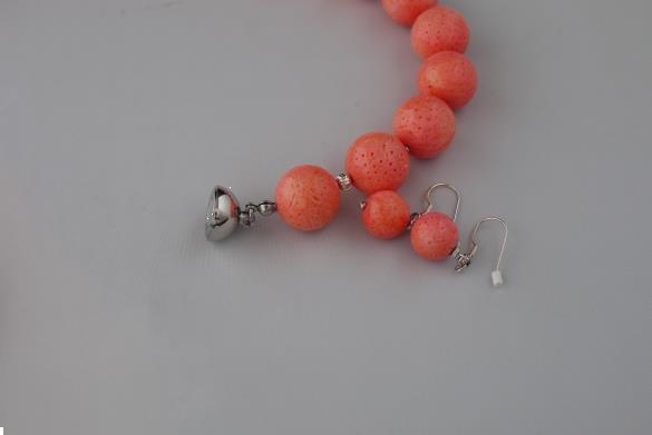 Grote foto 16 mm koraal ketting oorhanger set sieraden tassen en uiterlijk kettingen