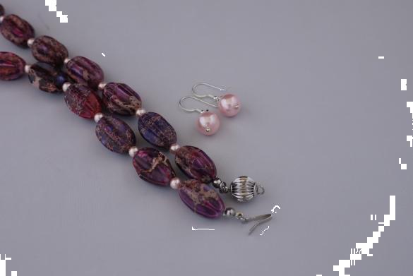 Grote foto impearial jaspis shellpearls set sieraden tassen en uiterlijk kettingen
