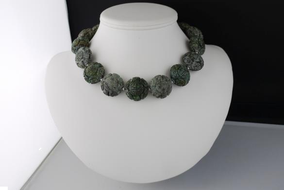 Grote foto jade gekerfd 25 x 10 mm ketting oorhanger set sieraden tassen en uiterlijk kettingen