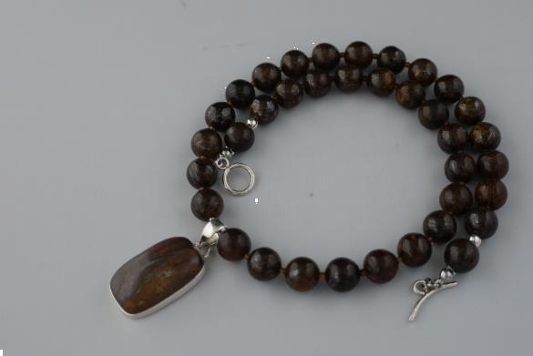 Grote foto bronsiet en opaal boulder ketting oorhanger set sieraden tassen en uiterlijk kettingen