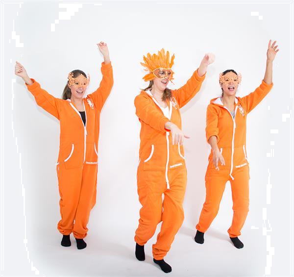 Grote foto oranje pak juichpak kleding dames huispakken