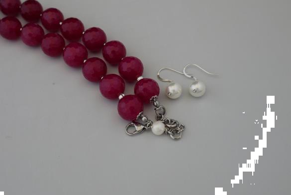 Grote foto bordeaux rose agaat ketting ooehanger set sieraden tassen en uiterlijk kettingen