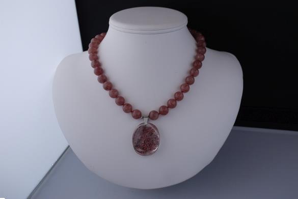 Grote foto robijnkwarts ketting oorhanger set sieraden tassen en uiterlijk kettingen