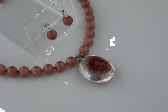 Grote foto robijnkwarts ketting oorhanger set sieraden tassen en uiterlijk kettingen