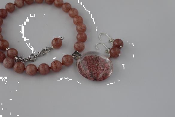 Grote foto robijnkwarts ketting oorhanger set sieraden tassen en uiterlijk kettingen