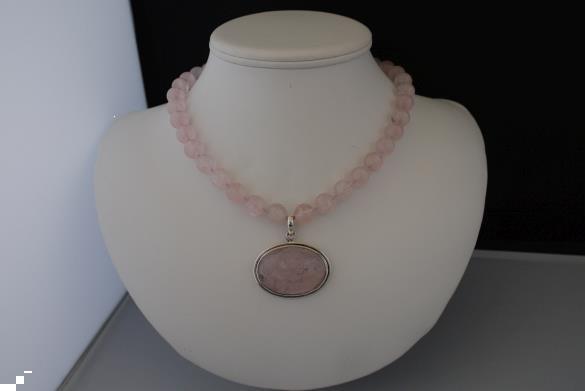 Grote foto rozenkwarts ketting oorhanger set sieraden tassen en uiterlijk kettingen