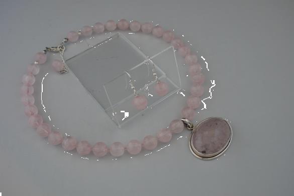 Grote foto rozenkwarts ketting oorhanger set sieraden tassen en uiterlijk kettingen