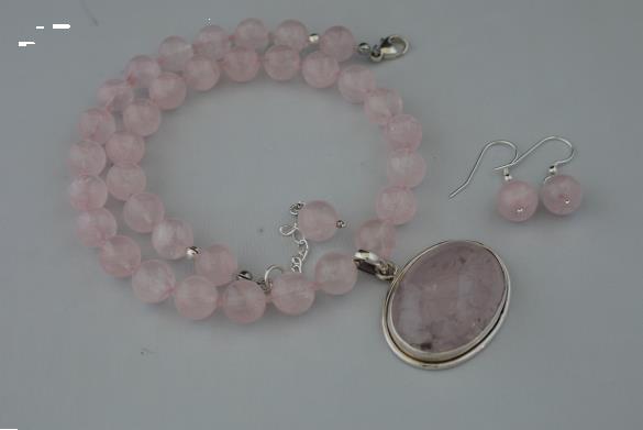 Grote foto rozenkwarts ketting oorhanger set sieraden tassen en uiterlijk kettingen