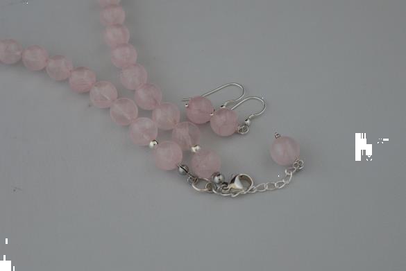 Grote foto rozenkwarts ketting oorhanger set sieraden tassen en uiterlijk kettingen