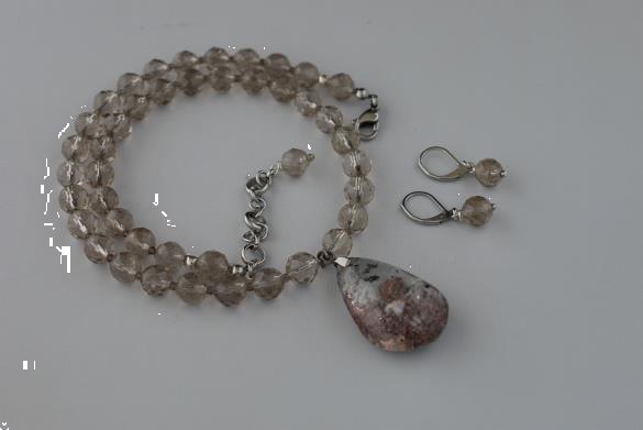 Grote foto gefacetteerde rookkwarts ketting oorhanger set sieraden tassen en uiterlijk kettingen