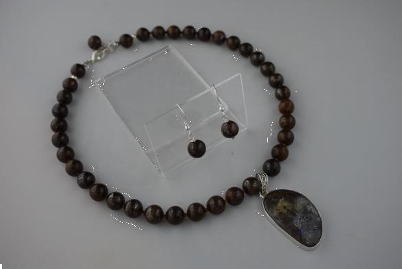 Grote foto opaal boulder bronziet ketting oorhanger set sieraden tassen en uiterlijk kettingen