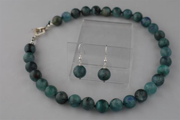 Grote foto cyaniet ketting oorhanger set sieraden tassen en uiterlijk kettingen