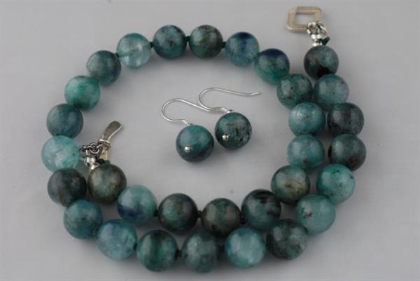 Grote foto cyaniet ketting oorhanger set sieraden tassen en uiterlijk kettingen