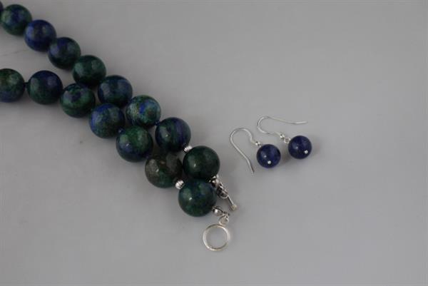 Grote foto chrysocolla lapis lazuli ketting oorhanger set sieraden tassen en uiterlijk kettingen