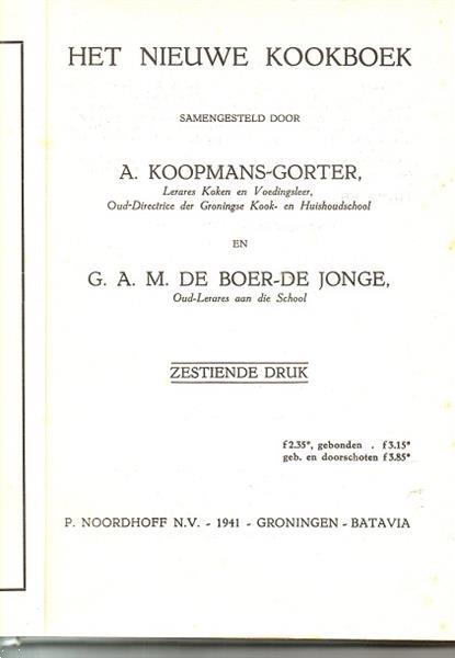 Grote foto het nieuwe kookboek a.koopmans gorter 1941 boeken kookboeken