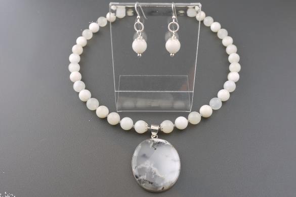 Grote foto witte opaal ketting oorhanger set sieraden tassen en uiterlijk kettingen