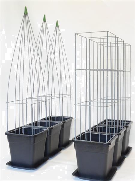 Grote foto plantenpot bloembak waterschotel en plantensteun tuin en terras bloembakken