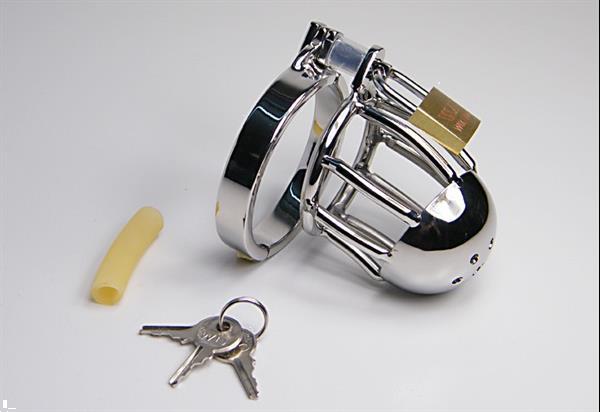 Grote foto stainless steel male chastity device cock cage 1 erotiek kuisheidskooien