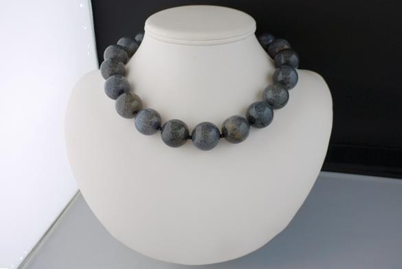 Grote foto grijs blauwe agaat 22 mm ketting oorhanger set sieraden tassen en uiterlijk kettingen