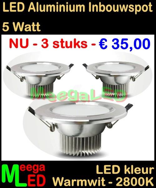 Grote foto led aluminium paneel inbouwspot 5 watt warmwit 5w huis en inrichting led verlichting