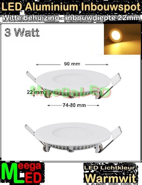 Grote foto led inbouwspot panel spot rond wit warmwit 3w huis en inrichting led verlichting