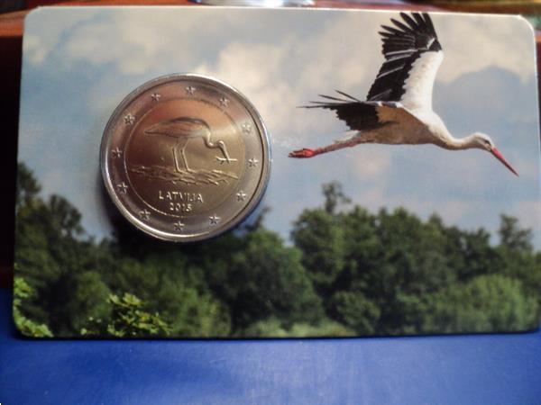 Grote foto fraaie coincard 2 euro 2015 lettland postzegels en munten euromunten
