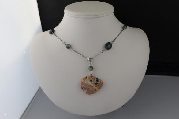 Grote foto mosagaat jaspis ketting oorhanger set sieraden tassen en uiterlijk kettingen