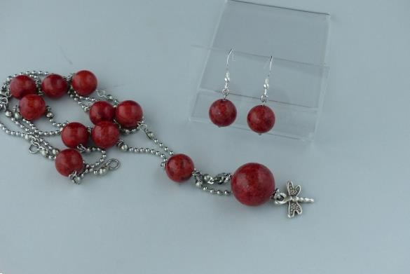 Grote foto lange sponskoraal ketting oorhanger set sieraden tassen en uiterlijk kettingen