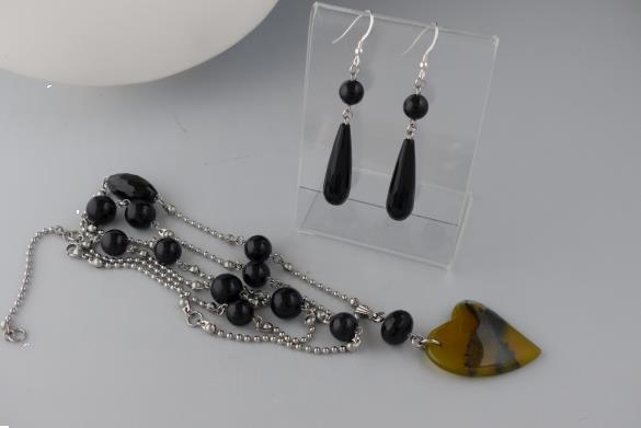 Grote foto gele opaal hanger onyx ketting oorhanger set sieraden tassen en uiterlijk kettingen