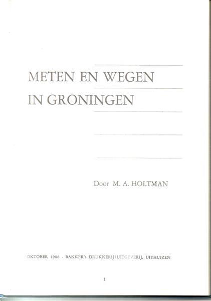 Grote foto meten en wegen in groningen m.a. holtman 1986 boeken geschiedenis regio