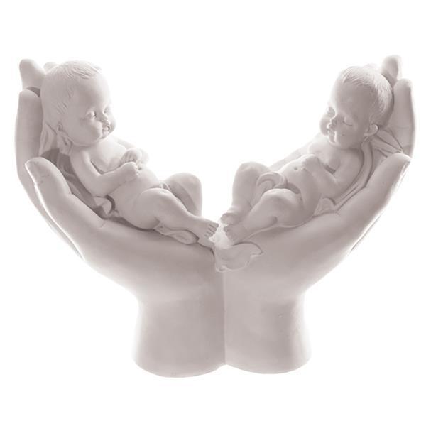 Grote foto beeld tweeling in handen 15 cm kinderen en baby tweelingen en meerlingen