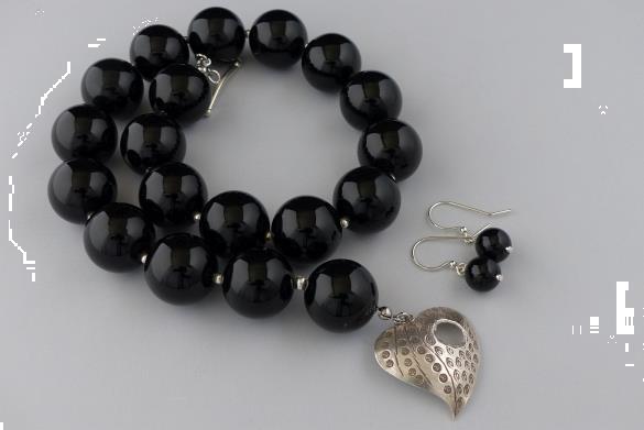 Grote foto onyx 20 mm ketting oorhanger set sieraden tassen en uiterlijk kettingen