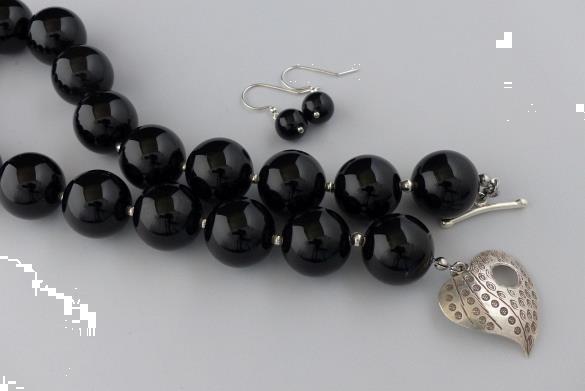 Grote foto onyx 20 mm ketting oorhanger set sieraden tassen en uiterlijk kettingen