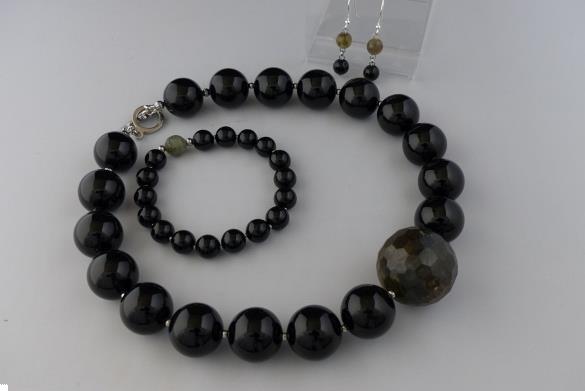 Grote foto onyx labradoriet ketting oorhanger armband set sieraden tassen en uiterlijk kettingen