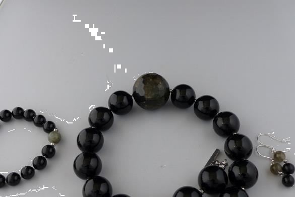 Grote foto onyx labradoriet ketting oorhanger armband set sieraden tassen en uiterlijk kettingen