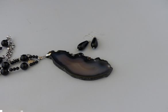 Grote foto onyx 10 mm ketting oorhanger set sieraden tassen en uiterlijk kettingen