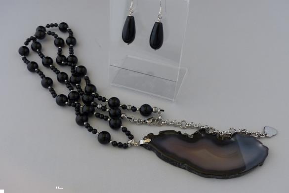 Grote foto onyx 10 mm ketting oorhanger set sieraden tassen en uiterlijk kettingen