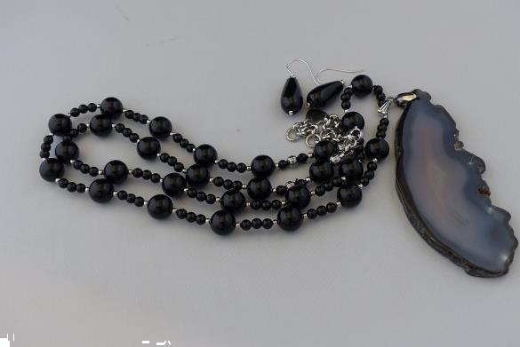 Grote foto onyx 10 mm ketting oorhanger set sieraden tassen en uiterlijk kettingen