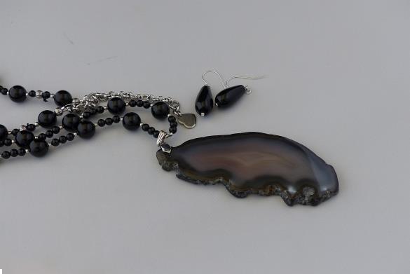 Grote foto onyx 10 mm ketting oorhanger set sieraden tassen en uiterlijk kettingen