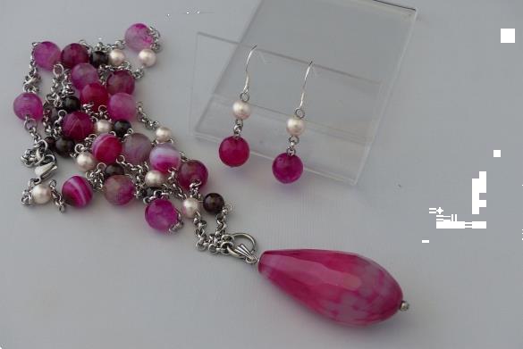 Grote foto agaat shellpearl granaat ketting oorhanger set sieraden tassen en uiterlijk kettingen