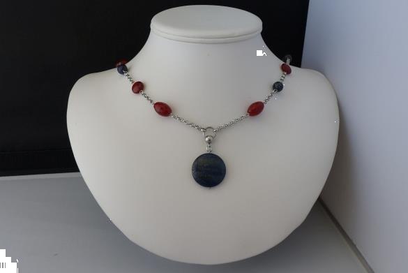 Grote foto lapis lazuli carneool ketting oorhanger set sieraden tassen en uiterlijk kettingen