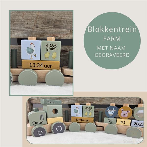 Grote foto little dutch blokkentrein met naam gegraveerd kinderen en baby kraamcadeaus en geboorteborden