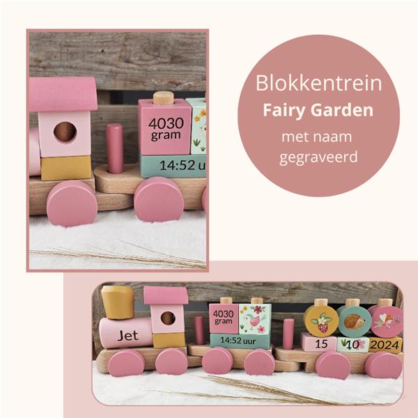Grote foto little dutch blokkentrein met naam gegraveerd kinderen en baby kraamcadeaus en geboorteborden