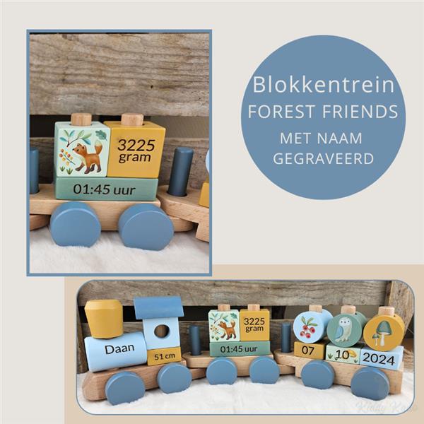 Grote foto little dutch blokkentrein met naam gegraveerd kinderen en baby kraamcadeaus en geboorteborden