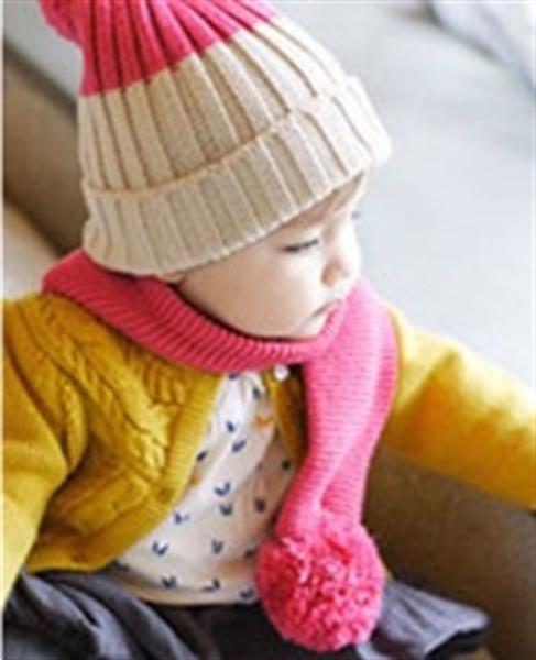 Grote foto gebreide sjaal met pompons pink kinderen en baby overige