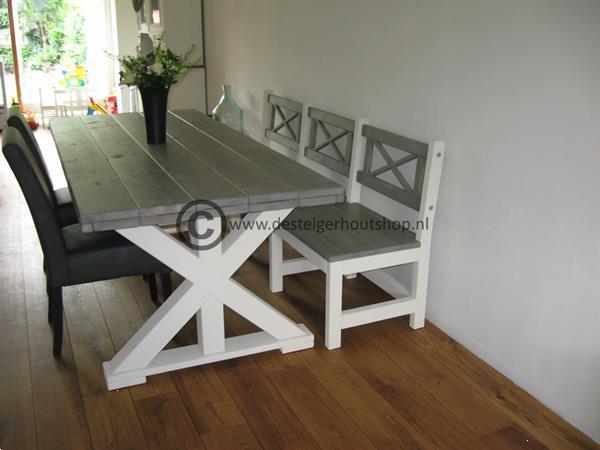 Grote foto tafel van hout met kruispoot huis en inrichting eettafels