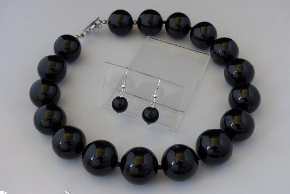 Grote foto grote onyx 24mm ketting oorhanger set sieraden tassen en uiterlijk kettingen