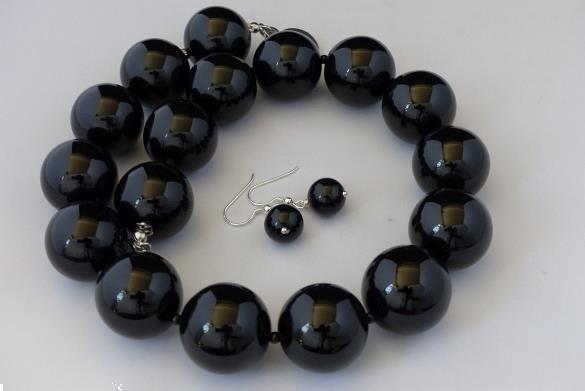 Grote foto grote onyx 24mm ketting oorhanger set sieraden tassen en uiterlijk kettingen